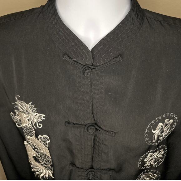 90's Kimono Style Jacket Black - Dragon Embroidery Men's XL - Picture 8 of 14
